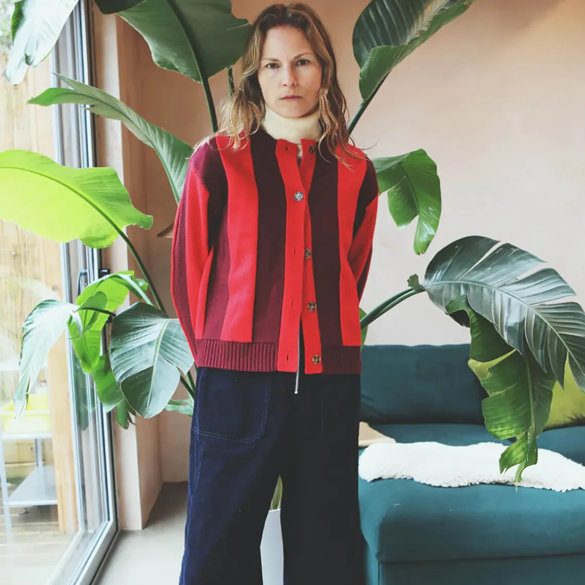 Ace Cardigan in Burgundy Stripe by L.F.Markey