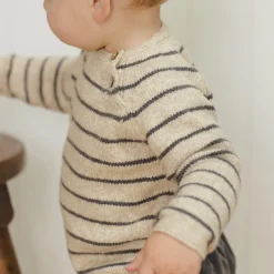 Ace Knit Sweater in Indigo Stripe by Quincy Mae