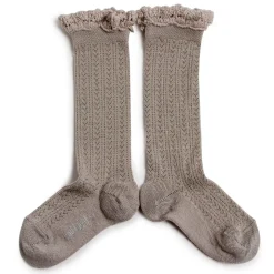 Adeline Pointelle Merino Wool Knee High Socks in Jour de Pluie by Collegien