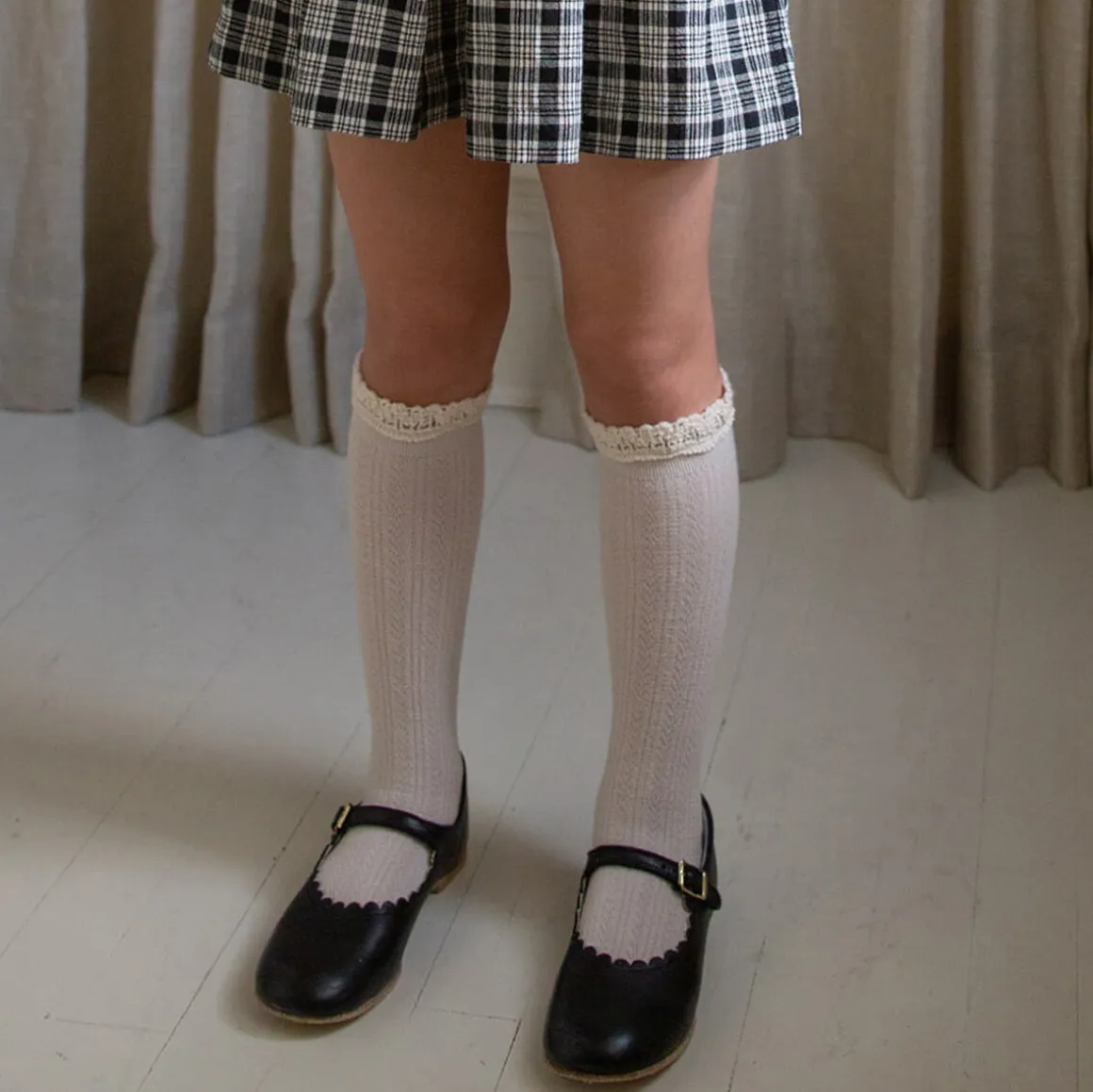 Adeline Pointelle Merino Wool Knee High Socks in Doux Agneaux by Collegien