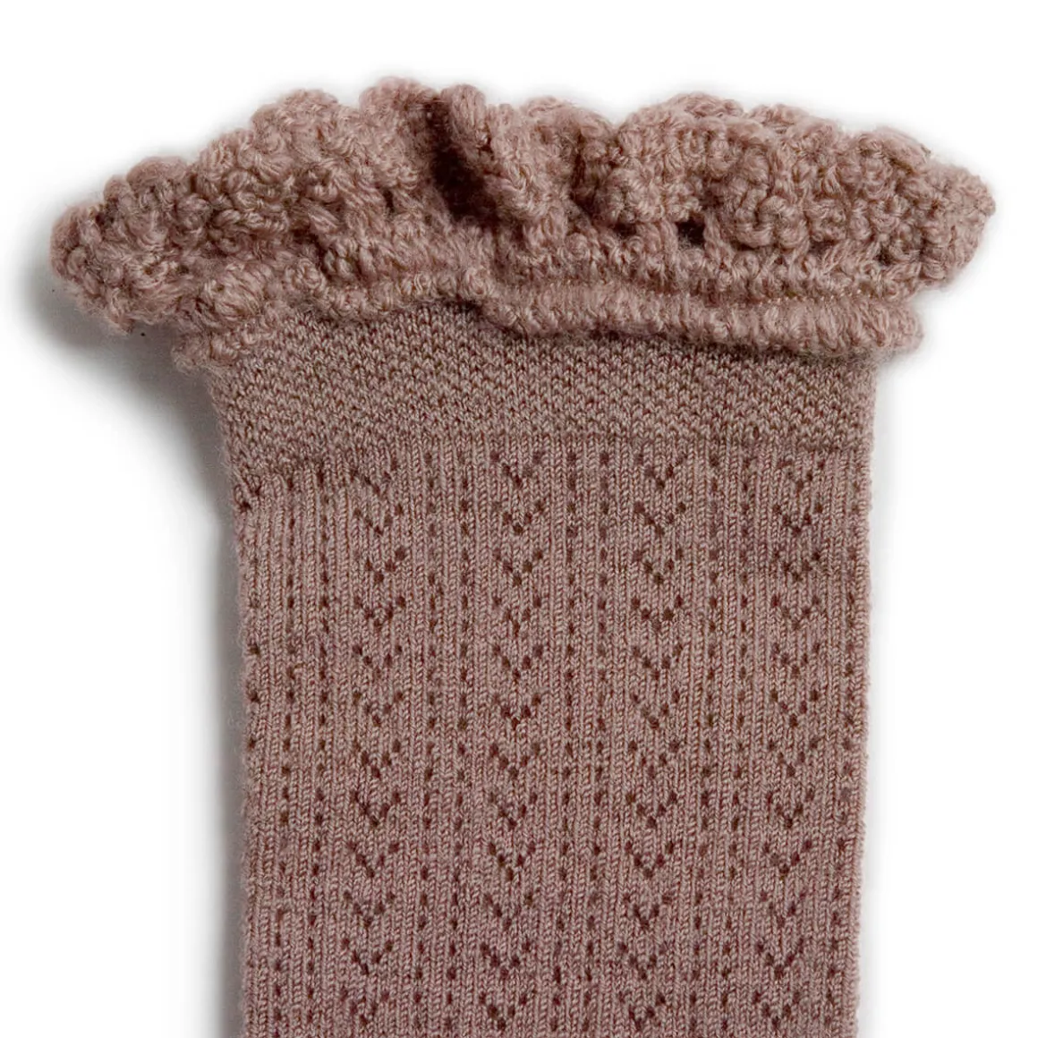 Adeline Pointelle Merino Wool Knee High Socks in Praline by Collegien