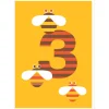 Age 3 Bees Greetings Card by Dicky Bird