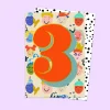 Age 3 Birthday Faces Greetings Card by Eleanor Bowmer