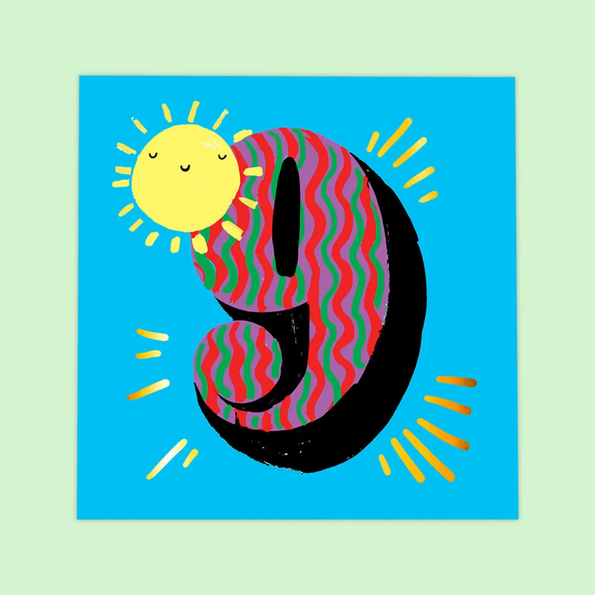 Age 9 Birthday Square Greetings Card by Eleanor Bowmer