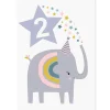 Age 2 Elephant Greetings Card (White Background) by Mifkins