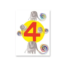Age 4 Elephants Mini Greetings Card by Dominic Early for Earlybird Designs
