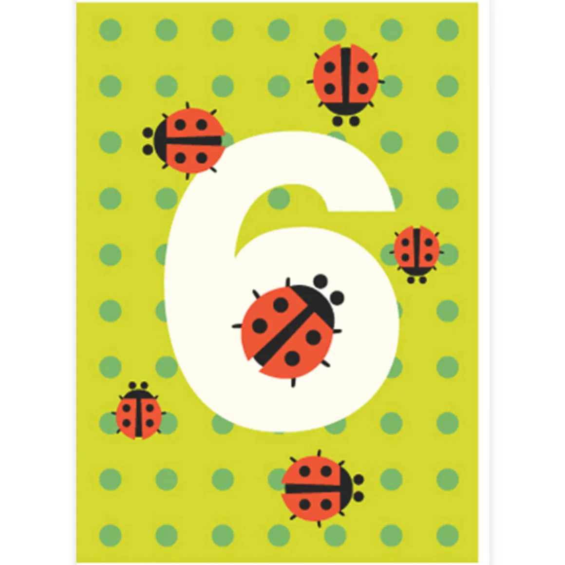 Age 6 Ladybirds Greetings Card by Dicky Bird