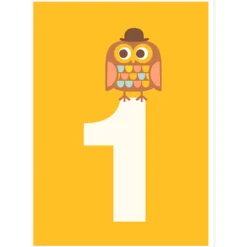 Age 1 Owl Greetings Card by Dicky Bird