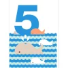 Age 5 Whales Greetings Card by Dicky Bird