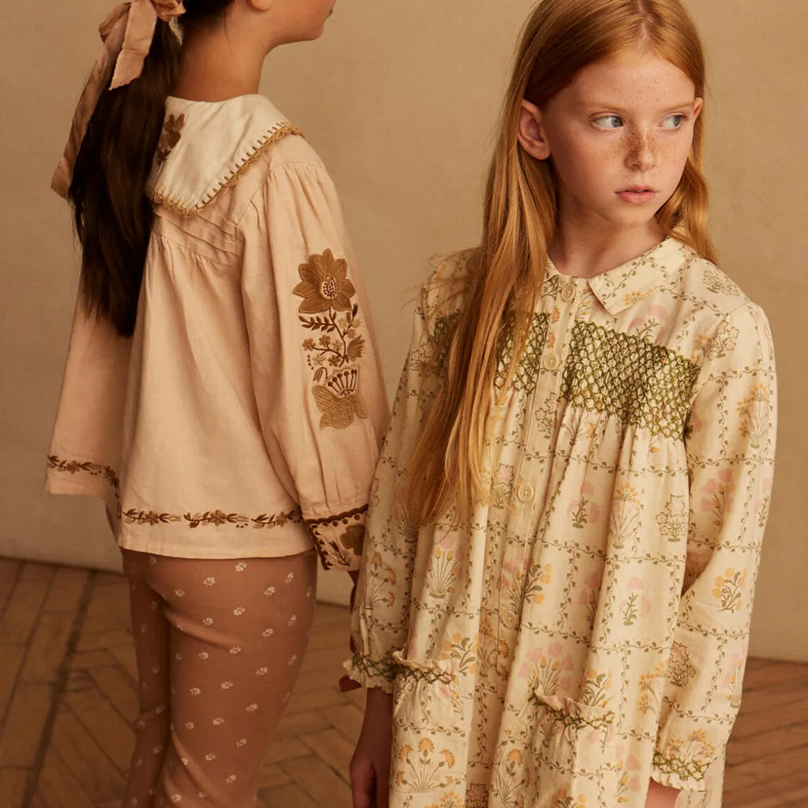 Aline Smock Shirtdress in Cabin Quilt Cream by Apolina - Last One In Stock - 5-7 Years