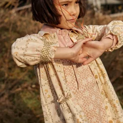Aline Smock Shirtdress in Cabin Quilt Cream by Apolina - Last One In Stock - 5-7 Years