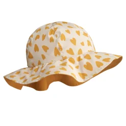 Amelia Reversible Sun Hat in Hearts Sandy / Yellow Mellow by Liewood
