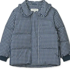 Anemone Puffer Down Jacket in Check Classic Navy / Dark Sandy by Liewood