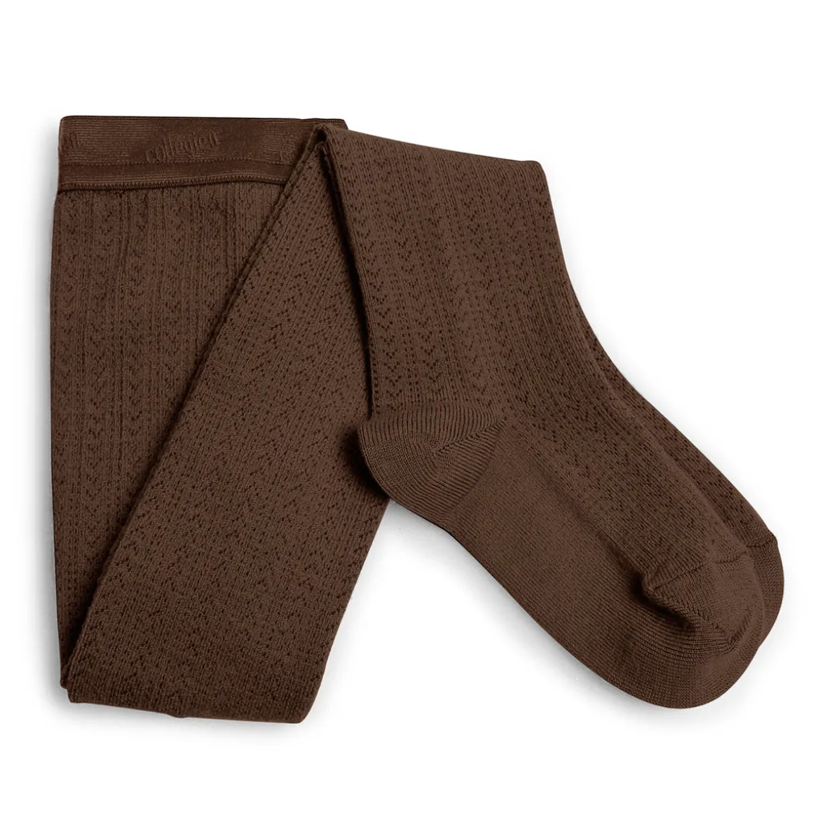 Angelique Pointelle Merino Wool Tights in Chocolat Au Lait by Collegien