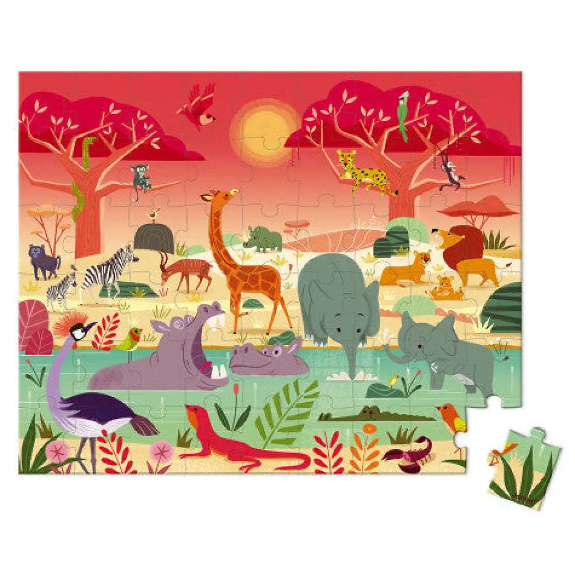 Animal Reserve 54 Piece Jigsaw Puzzle In Carry Case by Janod