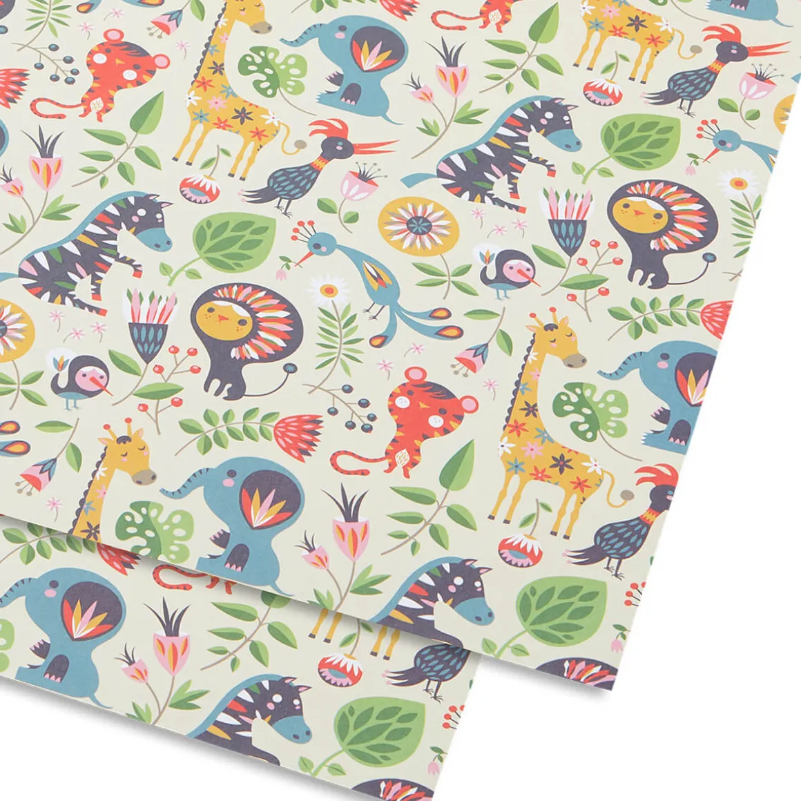 Animals Cream Gift Wrap by Helen Dardik for Lagom Design