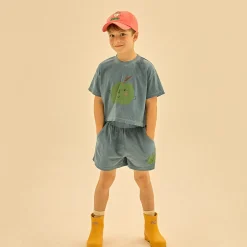 Apple Cropped T Shirt in Navy by Jelly Mallow