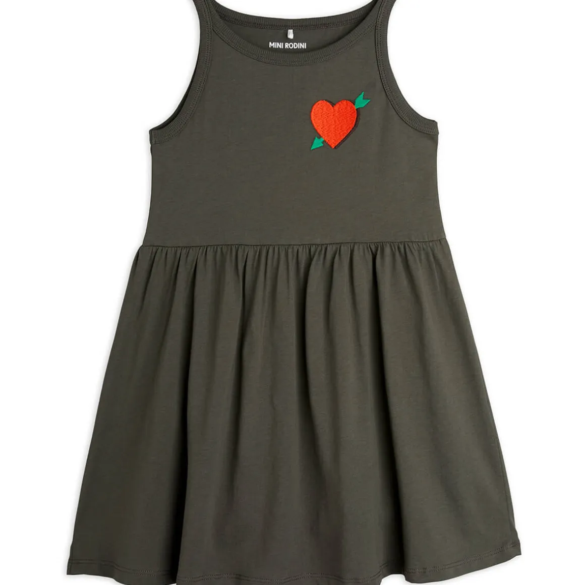Arrowed Heart Embroidered Tank Dress by Mini Rodini