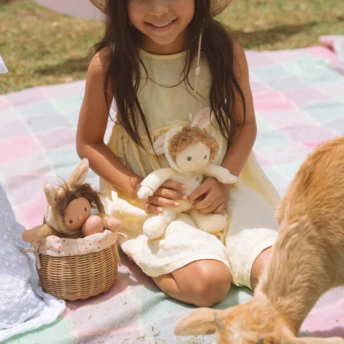 Babbit Bunny Dinky Dinkum Fluffle Family Doll in Buttercream by Olli Ella