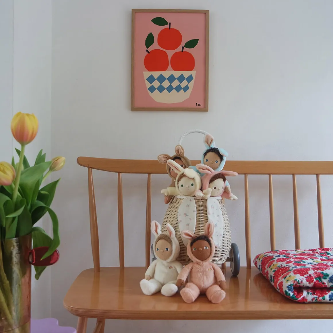 Babs Bunny Dinky Dinkum Fluffle Family Doll in Apricot by Olli Ella
