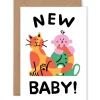 Baby And Cat Greetings Card by Cari Vander Yacht for Wrap