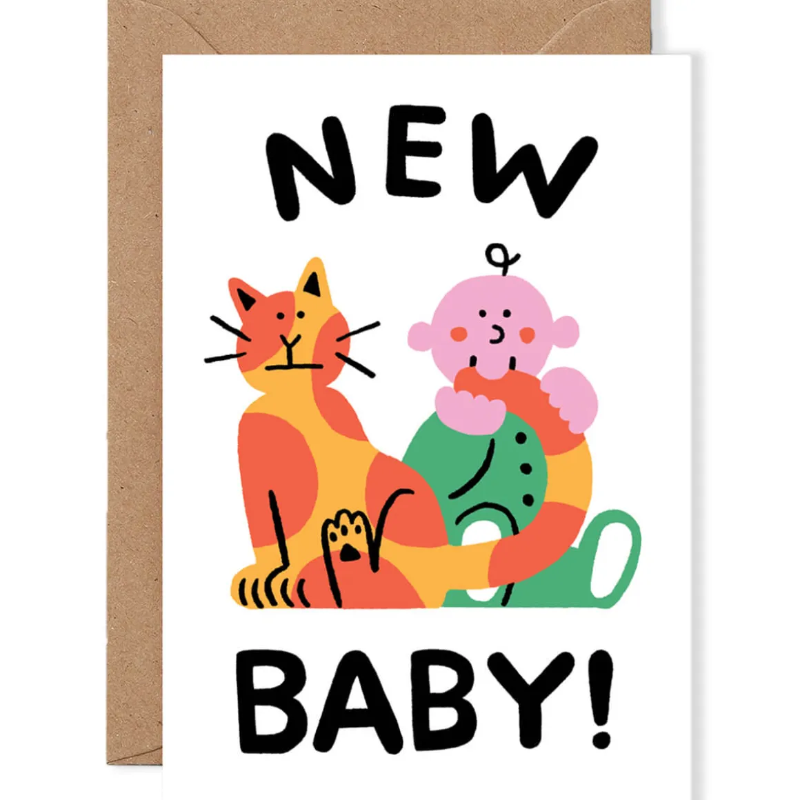 Baby And Cat Greetings Card by Cari Vander Yacht for Wrap