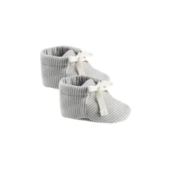 Baby Booties in Blue Micro Stripe by Quincy Mae - Last One In Stock - 3-6 Months