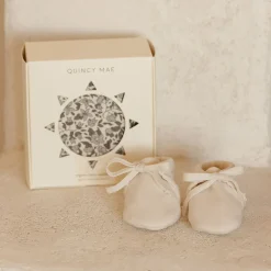 Baby Booties in Ivory by Quincy Mae