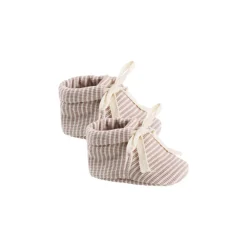 Baby Booties in Mauve Stripe by Quincy Mae
