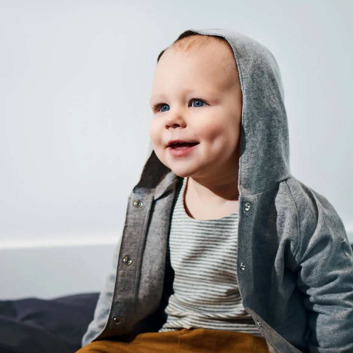 Baby Hooded Cardigan in Grey Melange by Gray Label - Last Ones In Stock - 0-6 Months