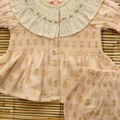 Baby Set in Petal Pink & Gold Flowers by Bonjour