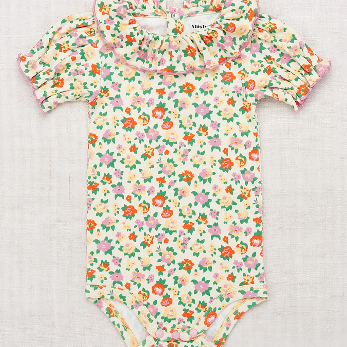 Balloon Sleeve Paloma Onesie in String / Hazy Lilac Brimfield by Misha & Puff