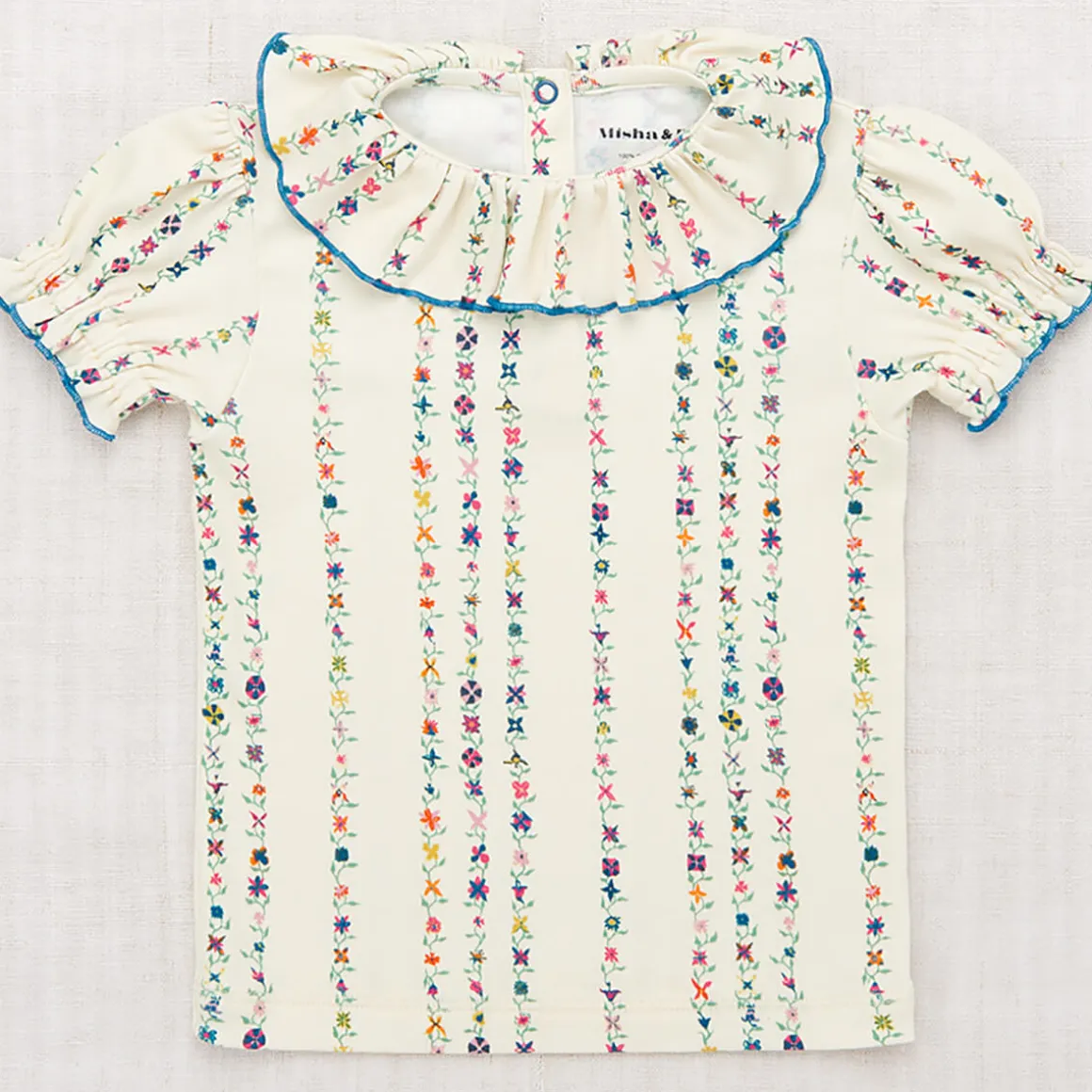 Balloon Sleeve Paloma Tee in String Little Botanica by Misha & Puff