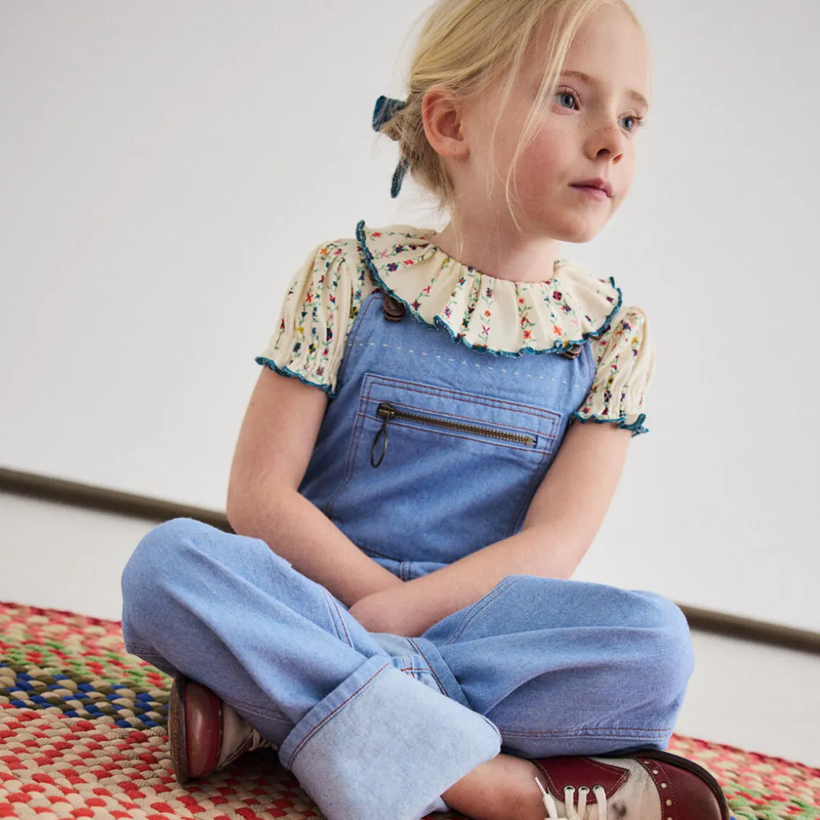 Balloon Sleeve Paloma Tee in String Little Botanica by Misha & Puff