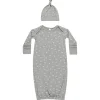 Bamboo Baby Gown and Hat Set in Blue Ditsy by Quincy Mae