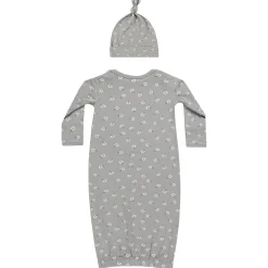 Bamboo Baby Gown and Hat Set in Blue Ditsy by Quincy Mae
