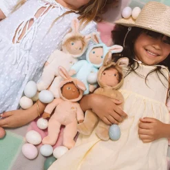 Basil Bunny Dinky Dinkum Fluffle Family Doll in Misty Blue by Olli Ella
