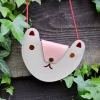 Bear Pocket Purse in Cream / Pale Pink by Ark Colour Designs