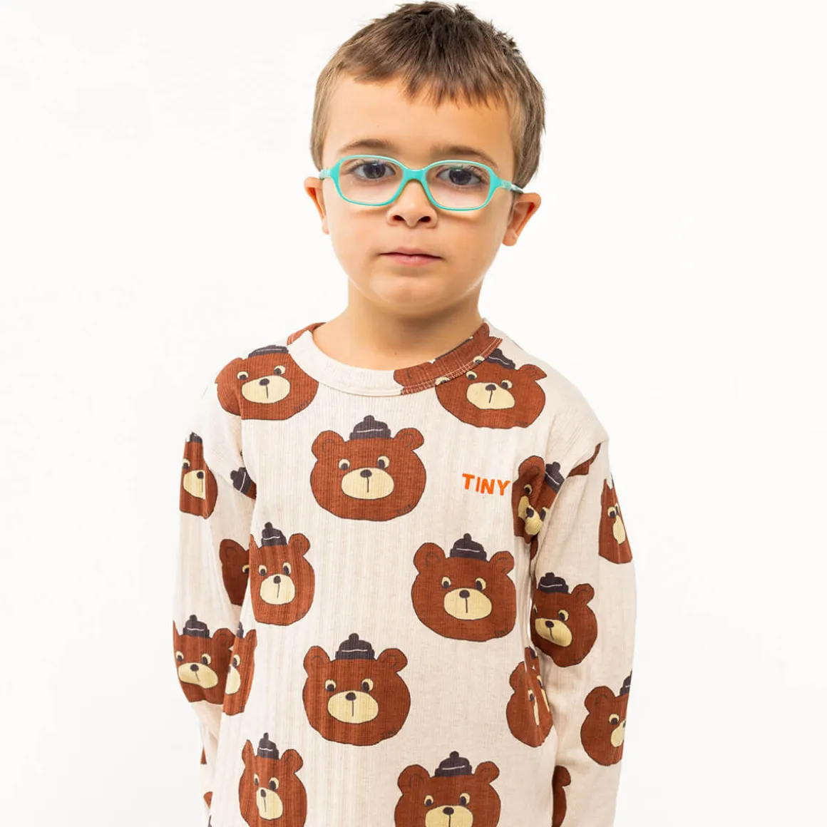 Bears Tee in Light Cream Heather by Tinycottons