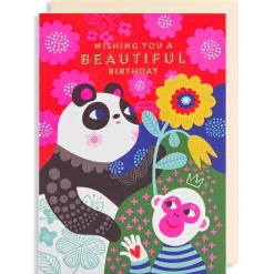 Beautiful Birthday Panda Greetings Card by Helen Dardik for Lagom Design