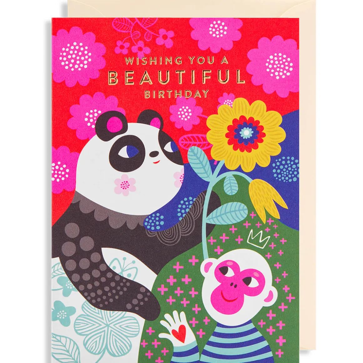 Beautiful Birthday Panda Greetings Card by Helen Dardik for Lagom Design