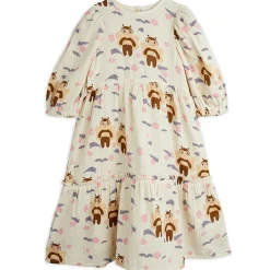 Bees AOP Woven Puff Sleeve Dress in Off White by Mini Rodini