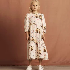 Bees AOP Woven Puff Sleeve Dress in Off White by Mini Rodini