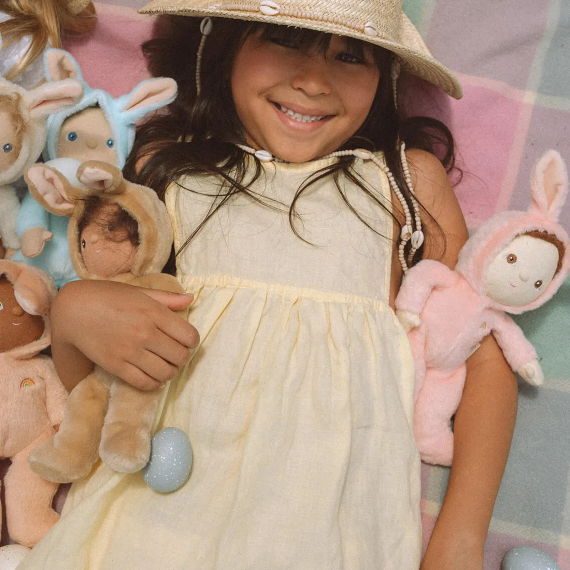 Bella Bunny Dinky Dinkum Fluffle Family Doll in Rose Pink by Olli Ella