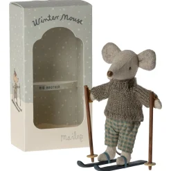Big Brother Winter Mouse with Ski Set by Maileg