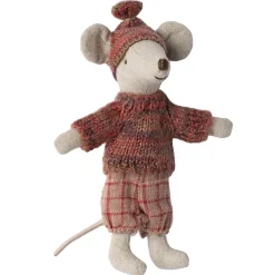 Big Sister Winter Mouse with Ski Set in Rose by Maileg