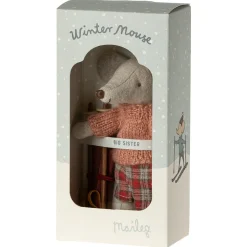 Big Sister Winter Mouse with Ski Set by Maileg