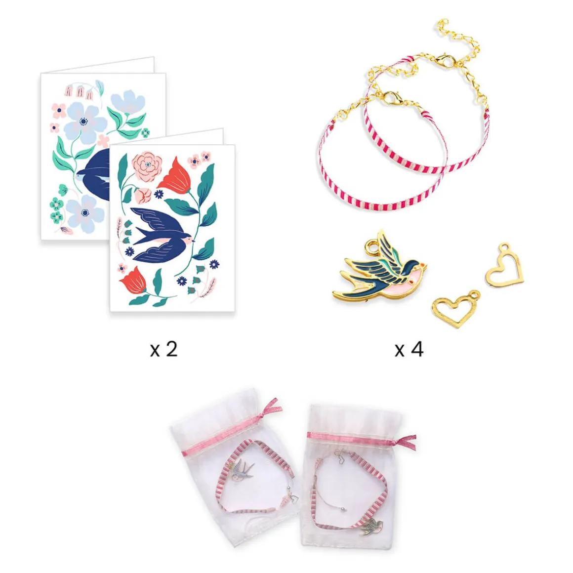 Bird Ribbons You And Me Twin Bracelets Craft Kit by Djeco