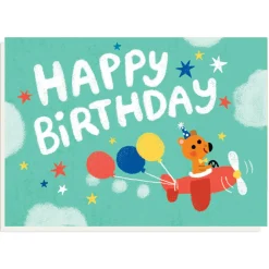 Birthday Bear Plane Greetings Card by Grace Habib for Stormy Knight