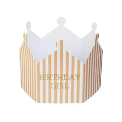 Birthday Girl Striped Crown Greetings Card by Nancy & Betty Studio